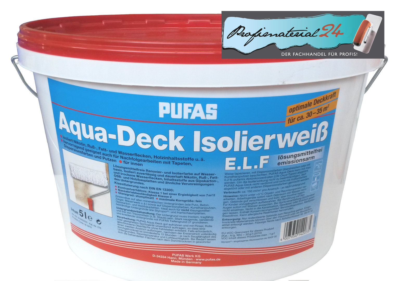 Der Fachhandel für Profis - PUFAS Aqua Deck Isolierweiss E.L.F